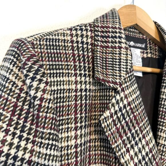 Vintage Sag Harbor Wool Plaid Houndstooth Blazer Jacket Size 16 - Picture 3 of 10